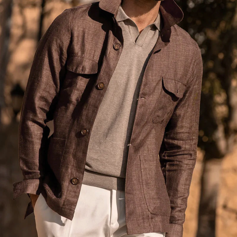 Herren Brusttaschen Sommer Overshirt Blazer