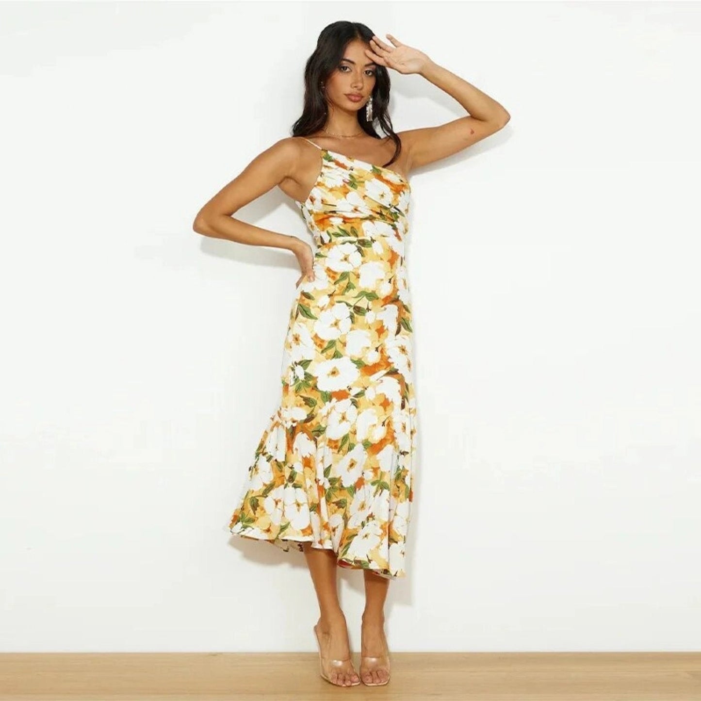 Heidi | Damen Sommer One-Shoulder Hochzeitsgastkleid