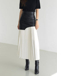 Damen Sommer Asymmetrischer Plissiert Midi Rock
