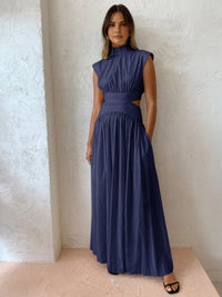 Damen Casual Ärmellos Cut Out Sommerkleid