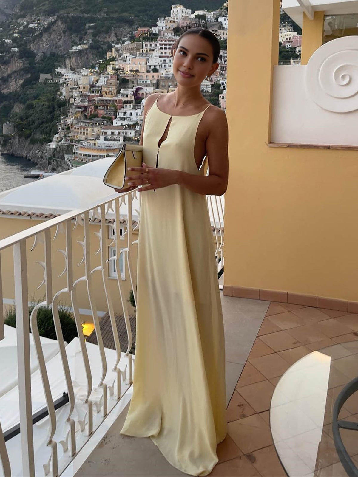Damen Ärmellos Rundhals Sommer Abendkleid