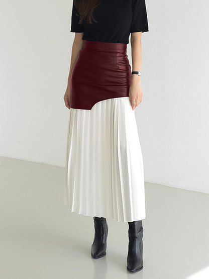 Damen Sommer Asymmetrischer Plissiert Midi Rock