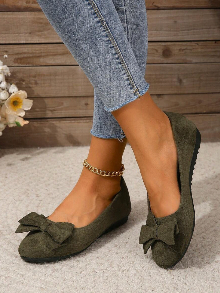 Damen Rund Schleife Orthopädische Ballerinas