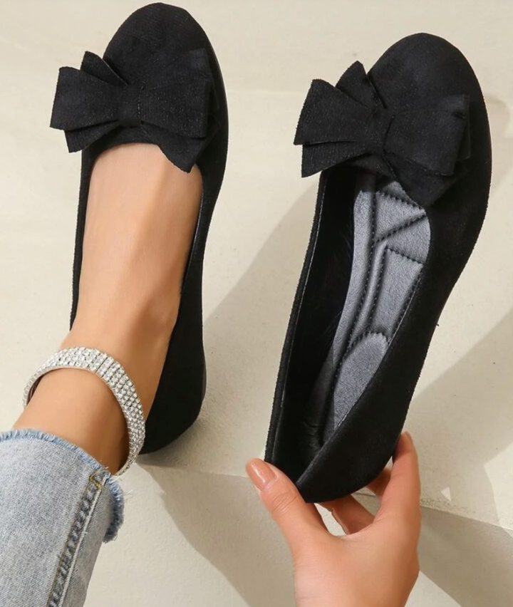 Damen Rund Schleife Orthopädische Ballerinas