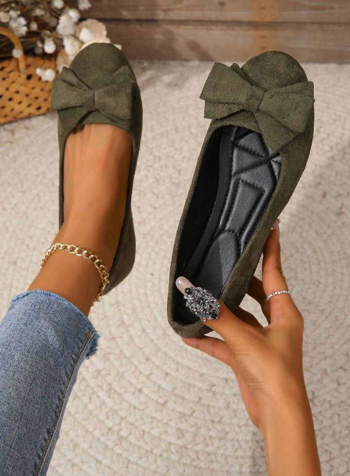 Damen Rund Schleife Orthopädische Ballerinas