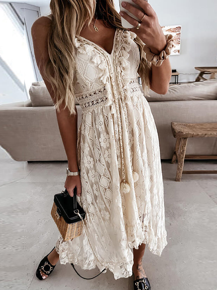 Damen Elegantes Boho Sommer Maxikleid