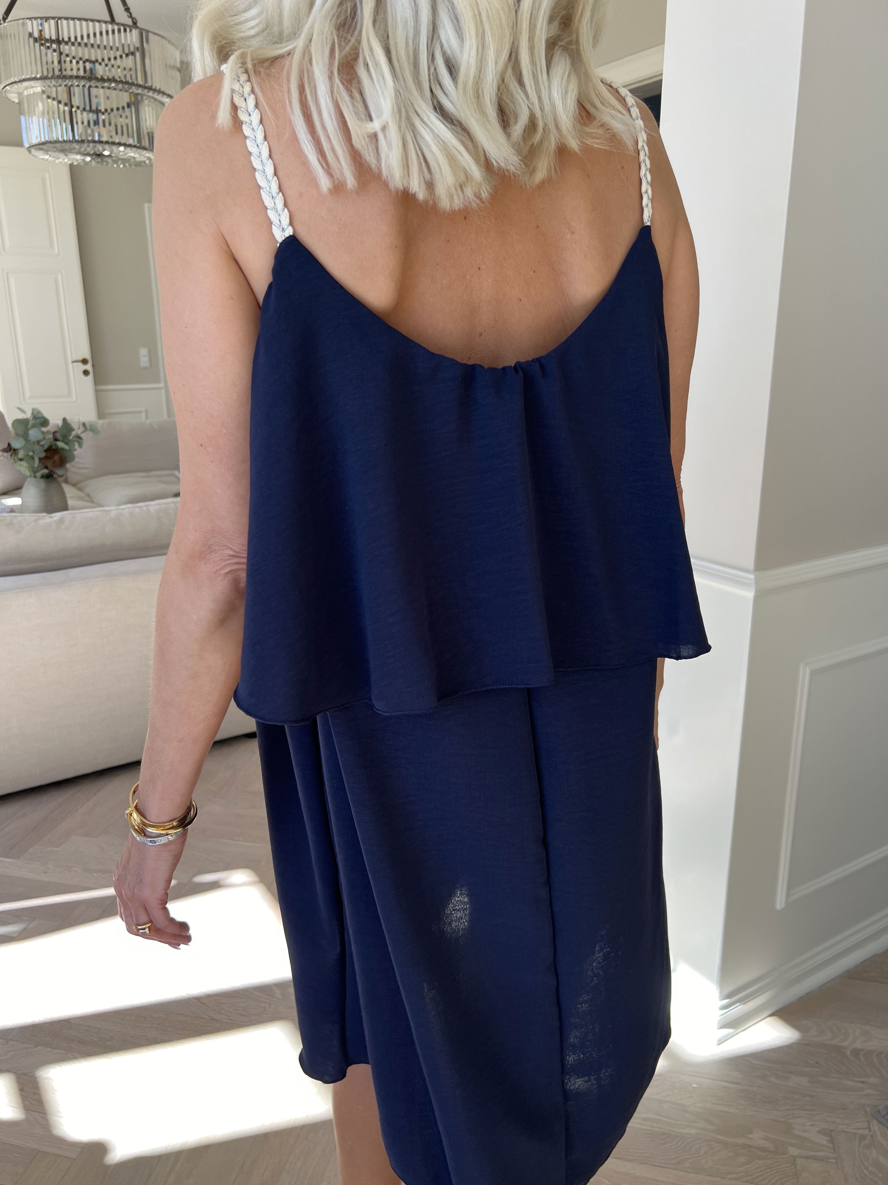 Damen Spaghettiträger Rüschen Sommer Midikleid