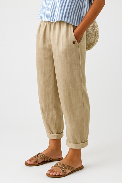 Marianne | Damen Cropped Sommer Leinen Hosen