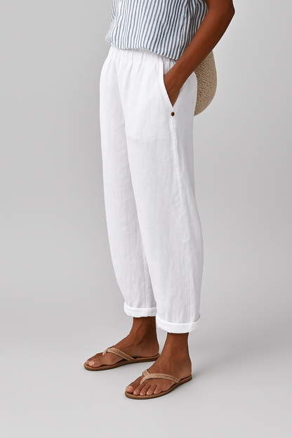 Marianne | Damen Cropped Sommer Leinen Hosen