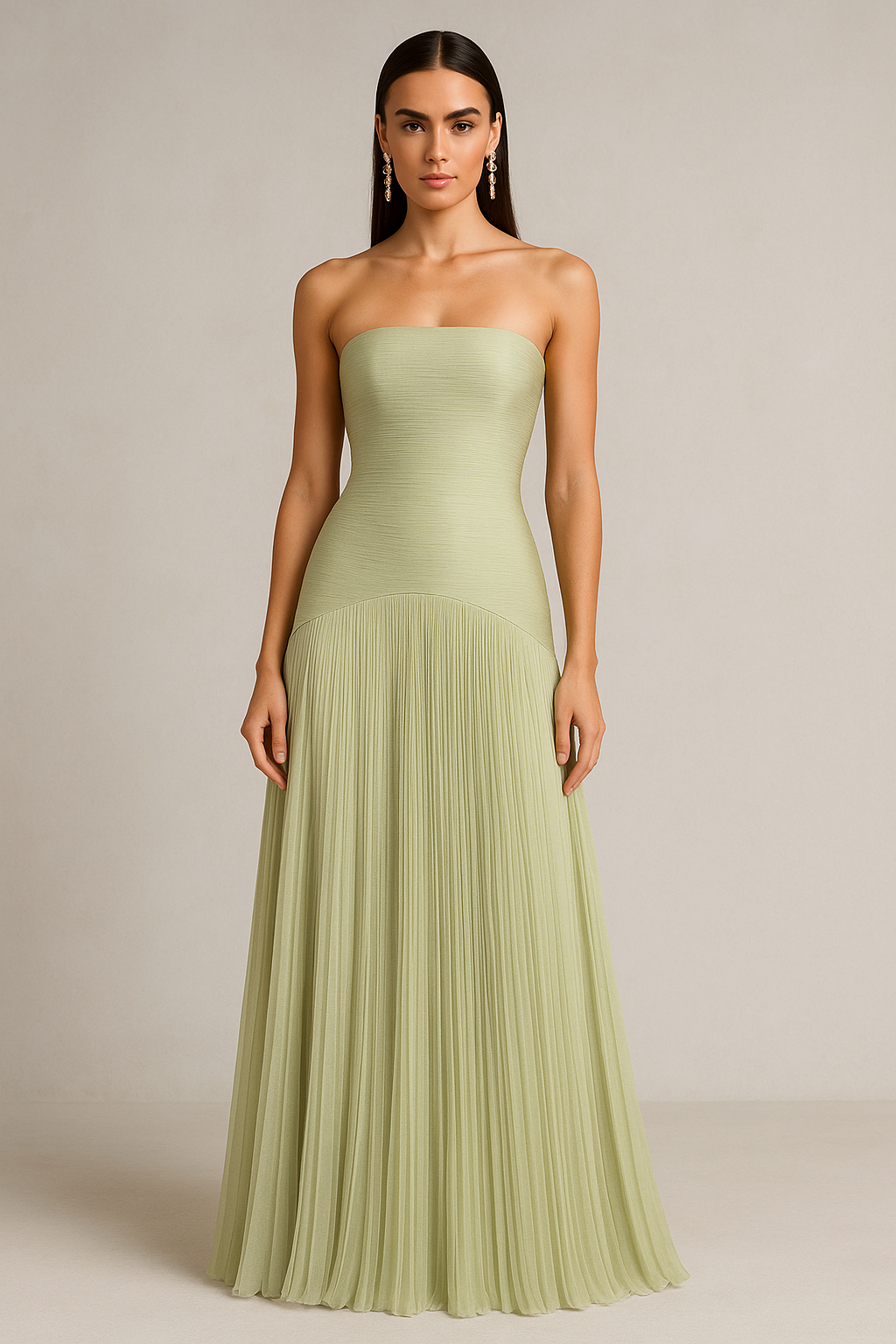 Damen Plissiertes Maxi Hochzeitsgastkleid