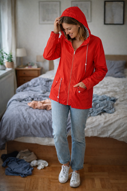 Ute | Damen Kapuze Reißverschluss Regenjacke