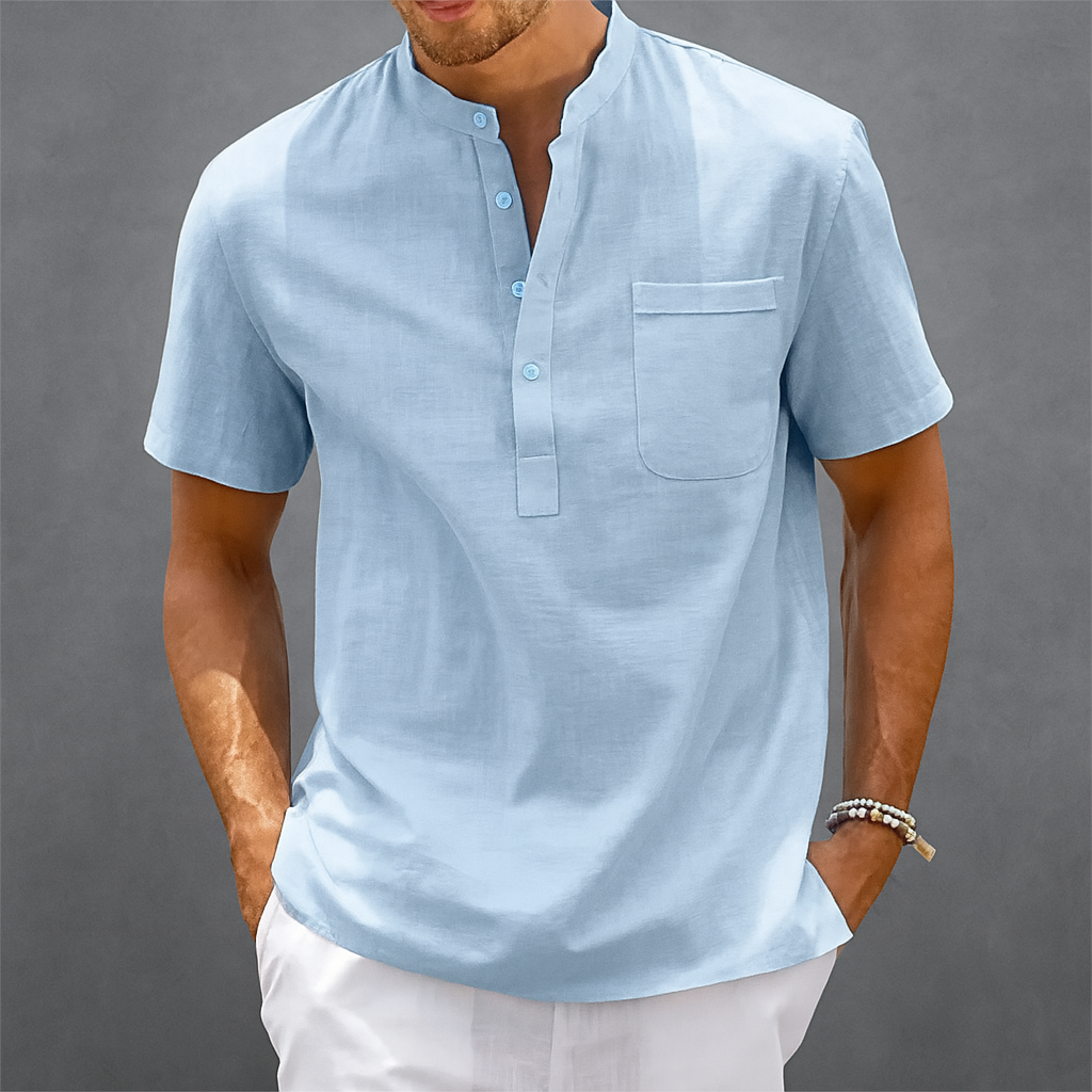Herren Henley Poloshirt mit Knopfleiste und Relaxed Fit