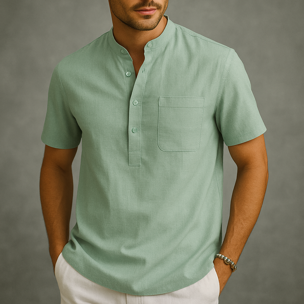 Herren Henley Poloshirt mit Knopfleiste und Relaxed Fit