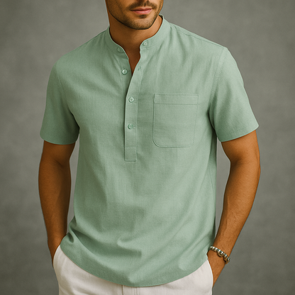 Herren Henley Poloshirt mit Knopfleiste und Relaxed Fit