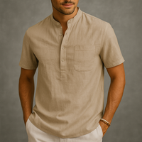 Herren Henley Poloshirt mit Knopfleiste und Relaxed Fit