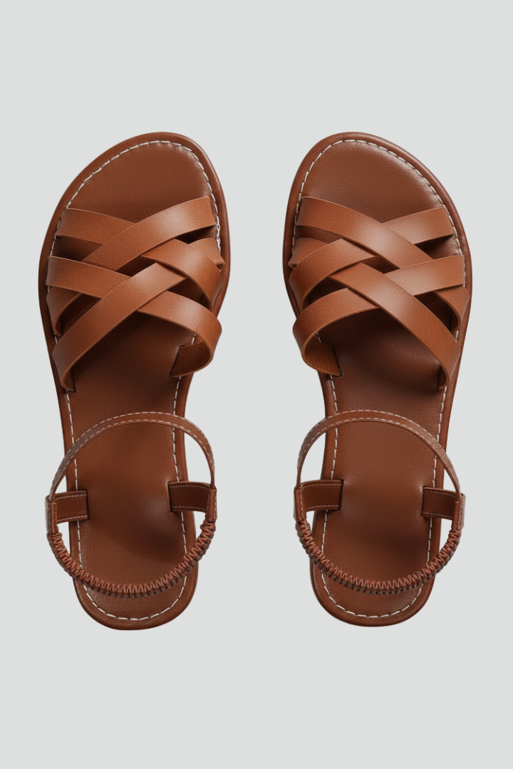Damen Überkreuz Riemchen Knöchel Sandalen