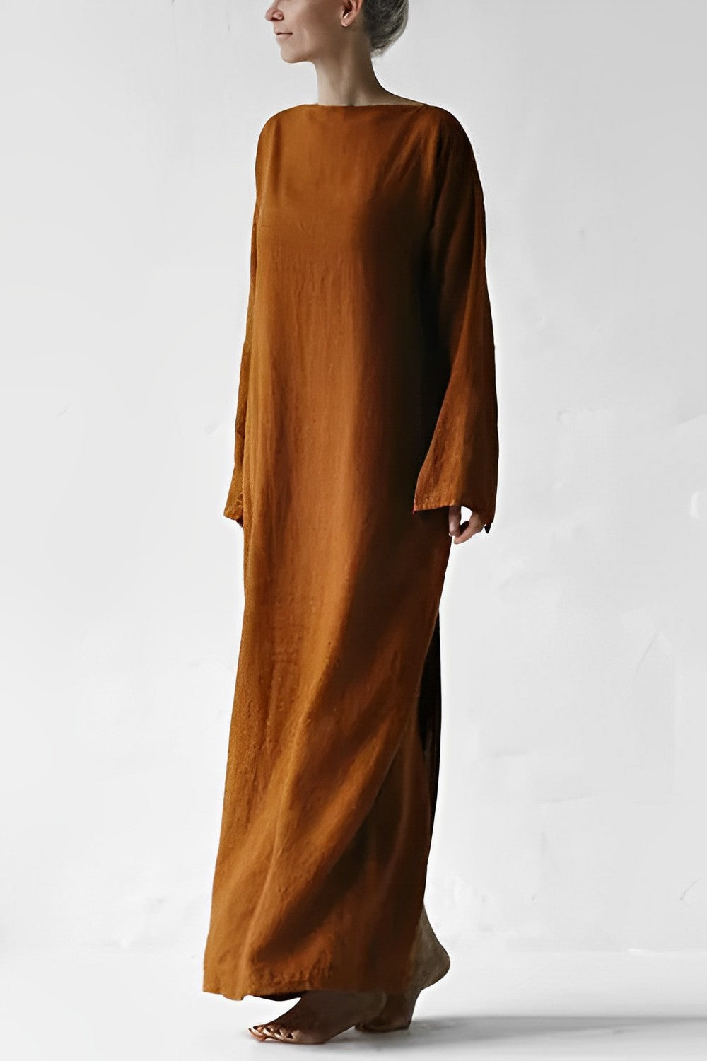 Patrizia | Damen Leichtes Leinen Maxi Wickelkleid