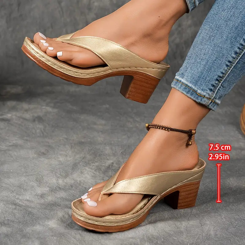 Damen Breitem Riemen Orthopädische Heeled Sandalen