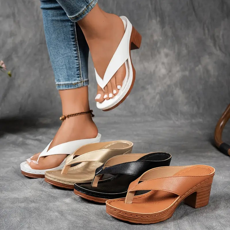 Damen Breitem Riemen Orthopädische Heeled Sandalen