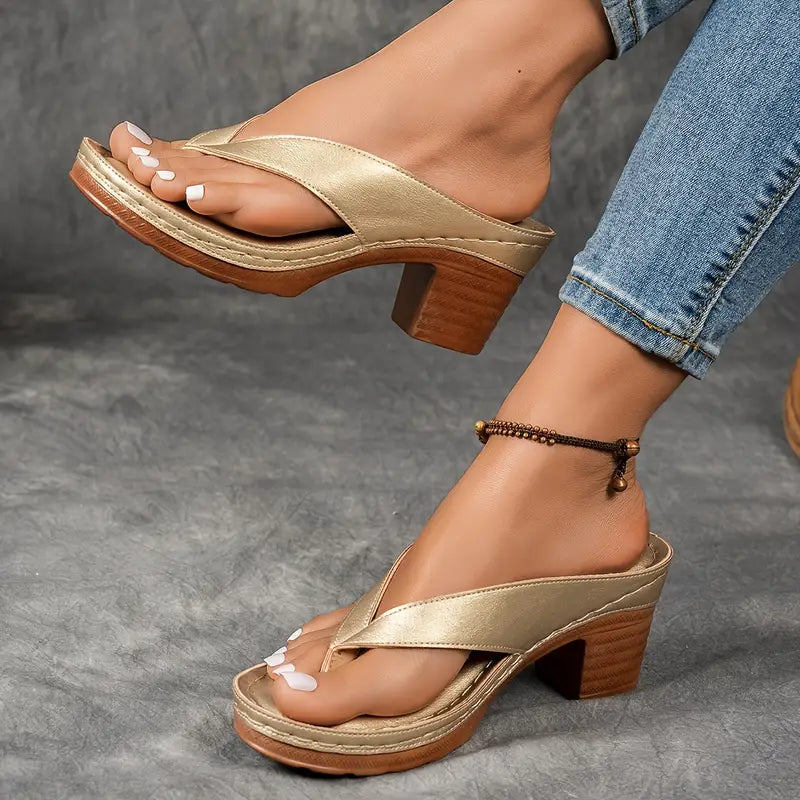 Damen Breitem Riemen Orthopädische Heeled Sandalen