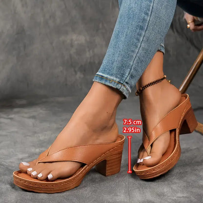 Damen Breitem Riemen Orthopädische Heeled Sandalen