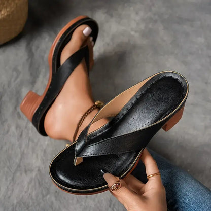 Damen Breitem Riemen Orthopädische Heeled Sandalen
