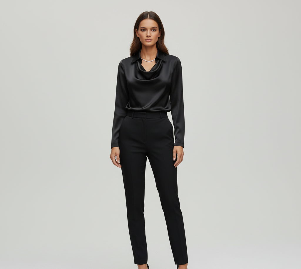 Damen Lange Ärmel Bluse mit weichem Kragen