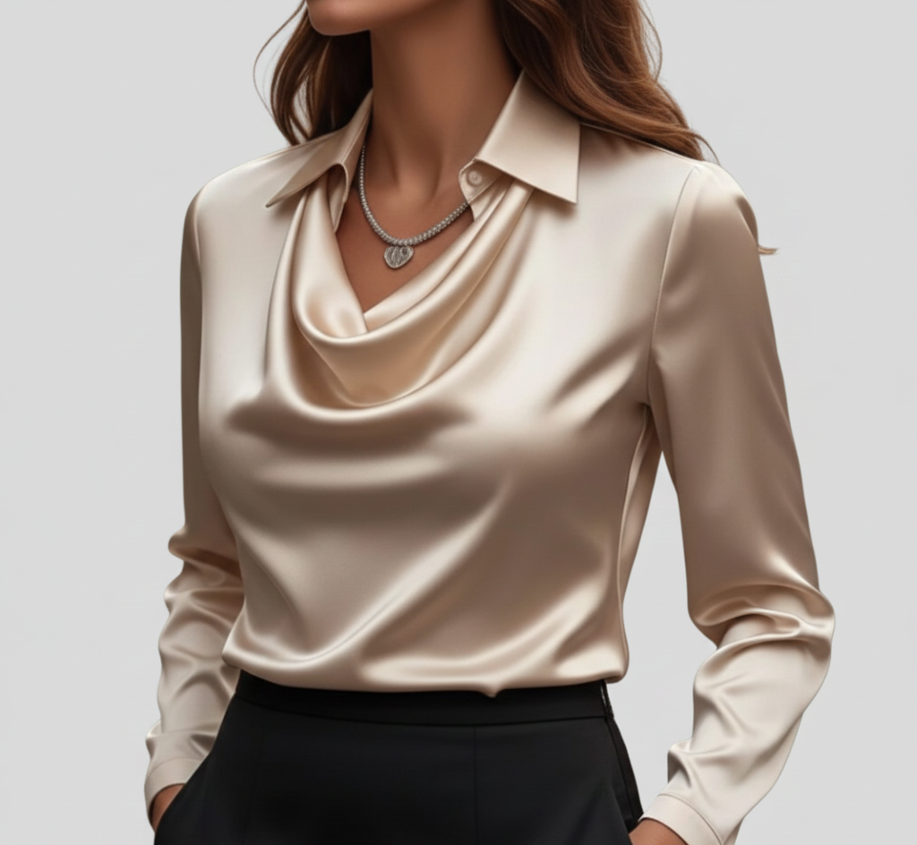 Damen Lange Ärmel Bluse mit weichem Kragen