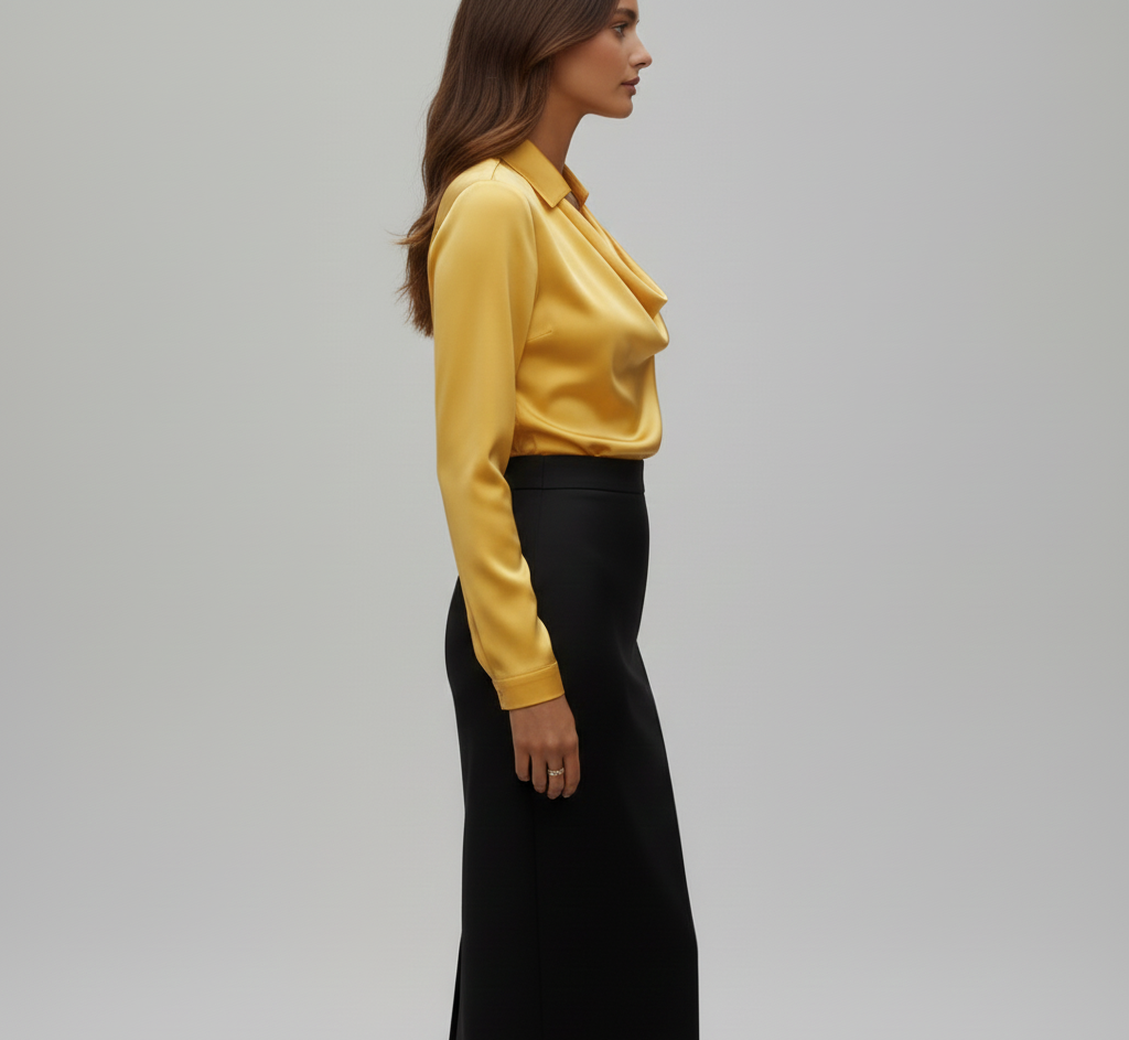 Damen Lange Ärmel Bluse mit weichem Kragen