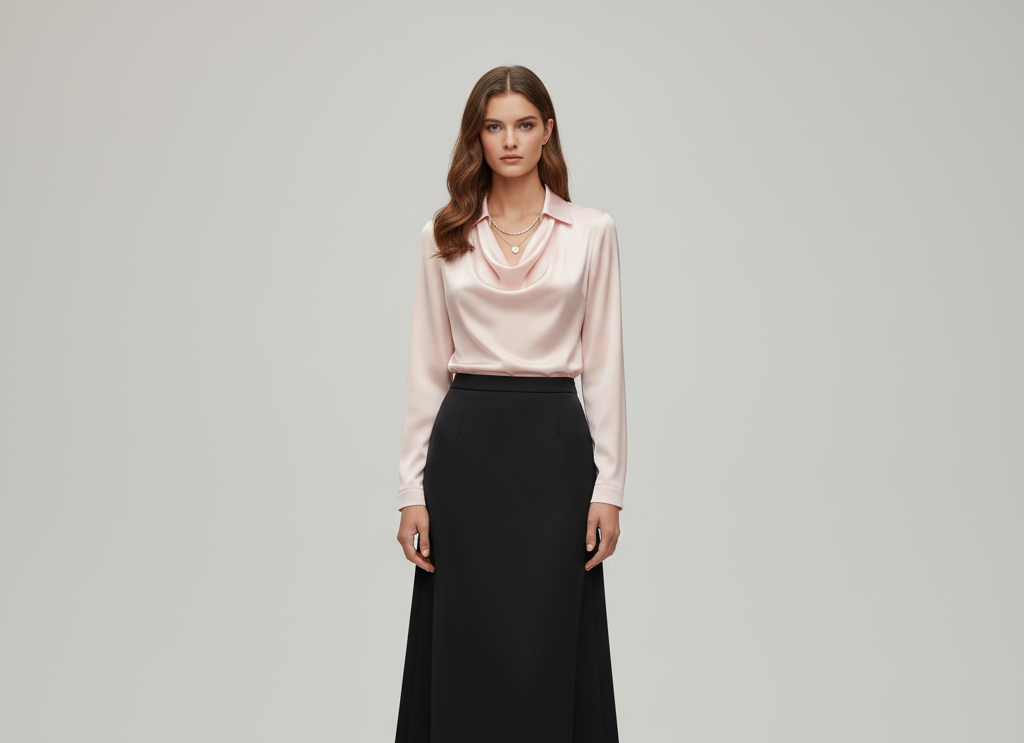 Damen Lange Ärmel Bluse mit weichem Kragen