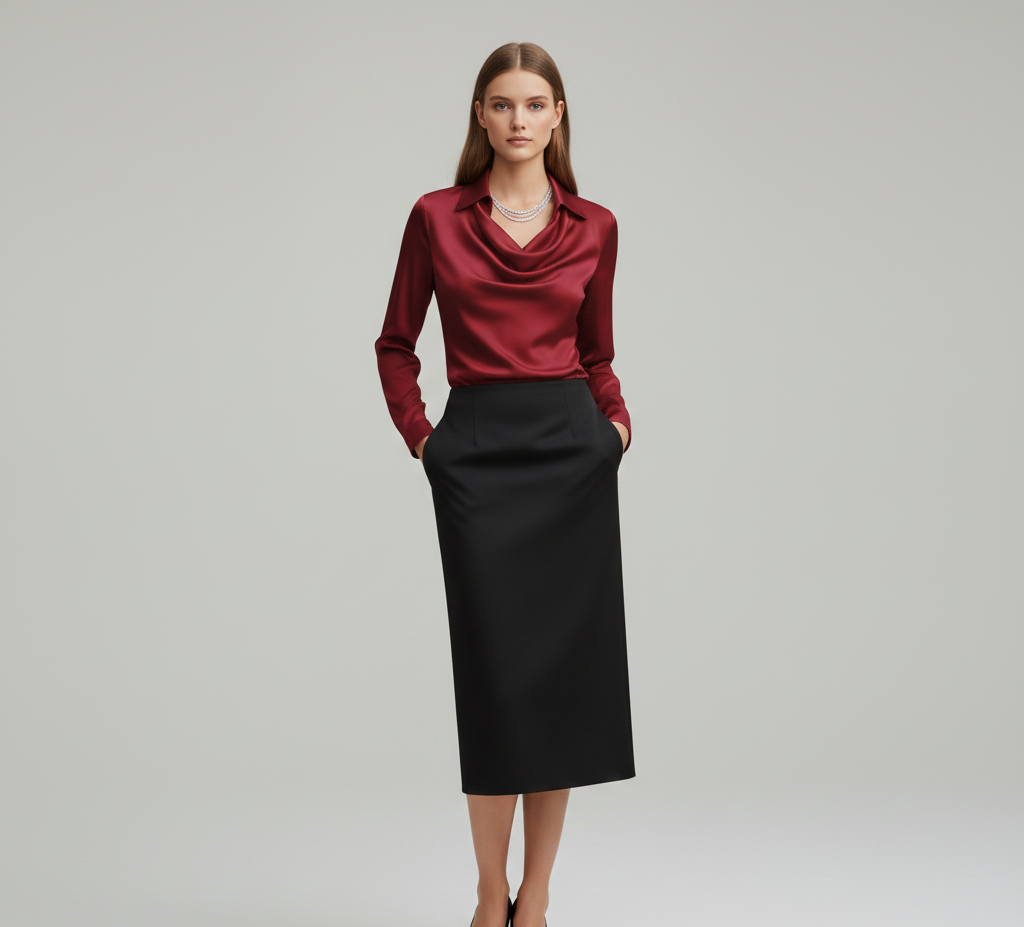 Damen Lange Ärmel Bluse mit weichem Kragen