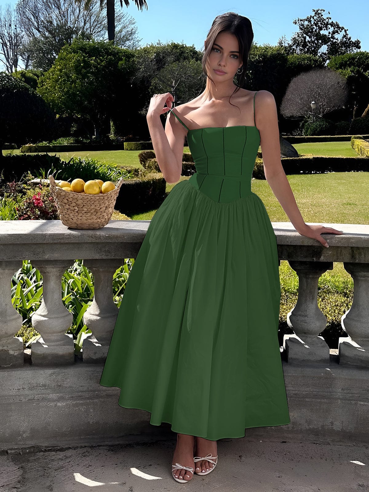 Damen Brautjungfernkleid Midikleid im figurbetonten Schnitt