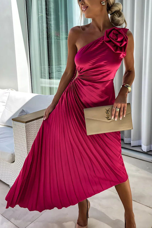 Damen Elegantes Plisseekleid mit Schulterdetails