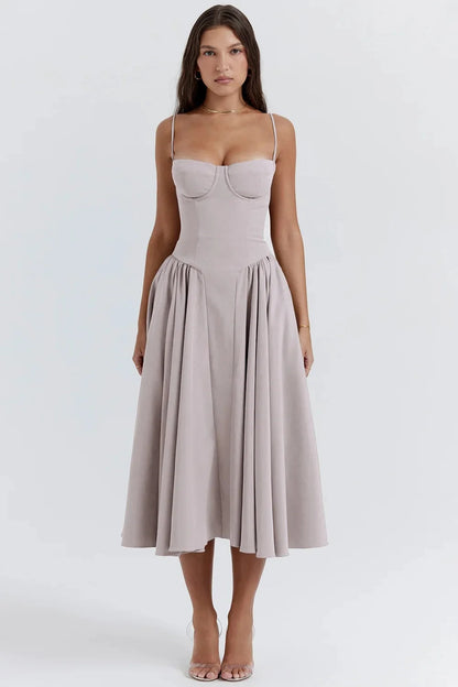 Damen A-Linie Midi Hochzeitsgast Kleid