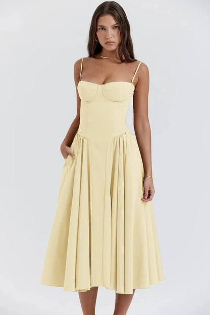 Damen A-Linie Midi Hochzeitsgast Kleid