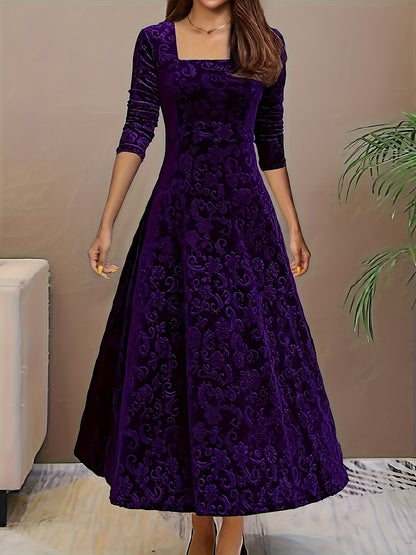 Damen Blumenmuster Midi Abendkleid