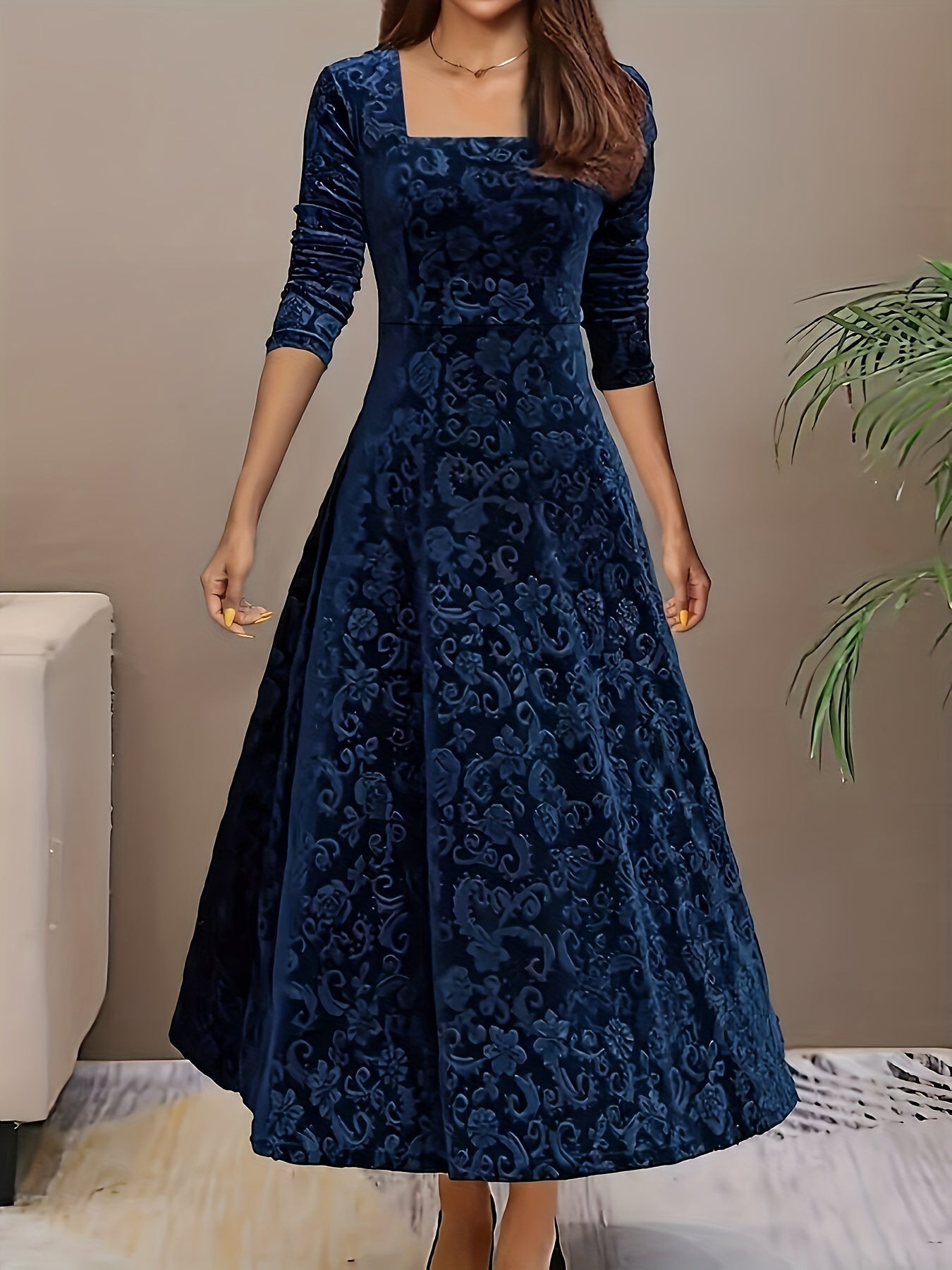 Damen Midikleid mit floralem Design