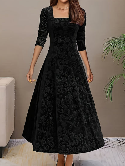 Damen Blumenmuster Midi Abendkleid