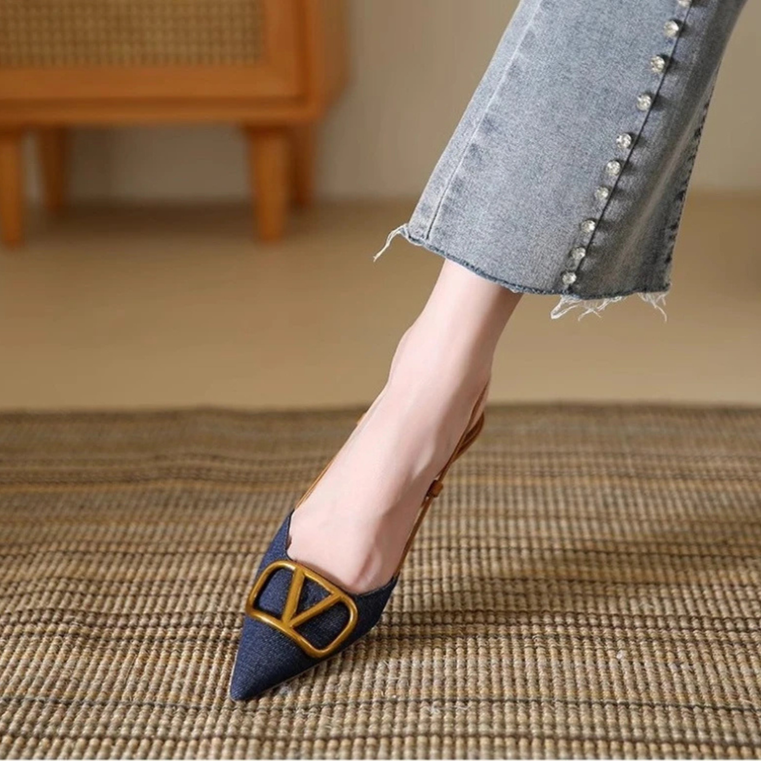 Damen Pumps mit Slingback und Stilettoabsatz