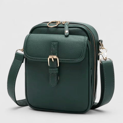 Damen Schultertasche mit Druckknopf und mehreren Fächern