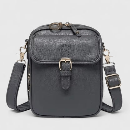 Damen Schultertasche mit Druckknopf und mehreren Fächern