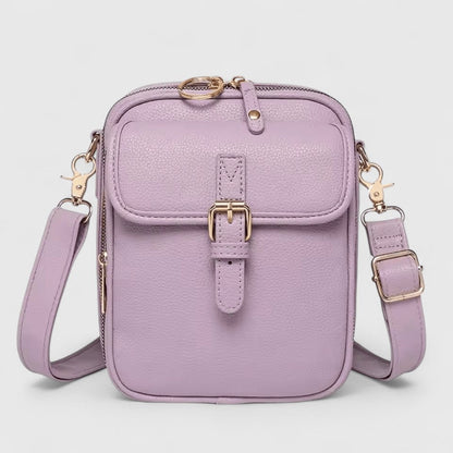 Damen Schultertasche mit Druckknopf und mehreren Fächern