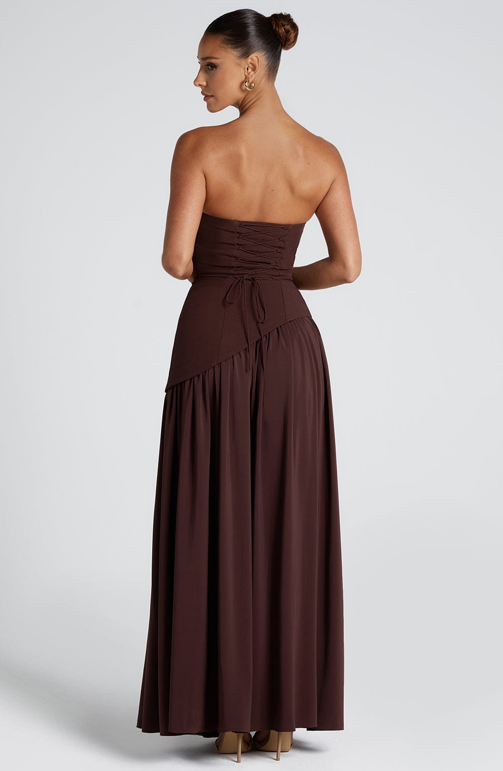 Damen Bandeau Seitenschlitzen Maxikleid