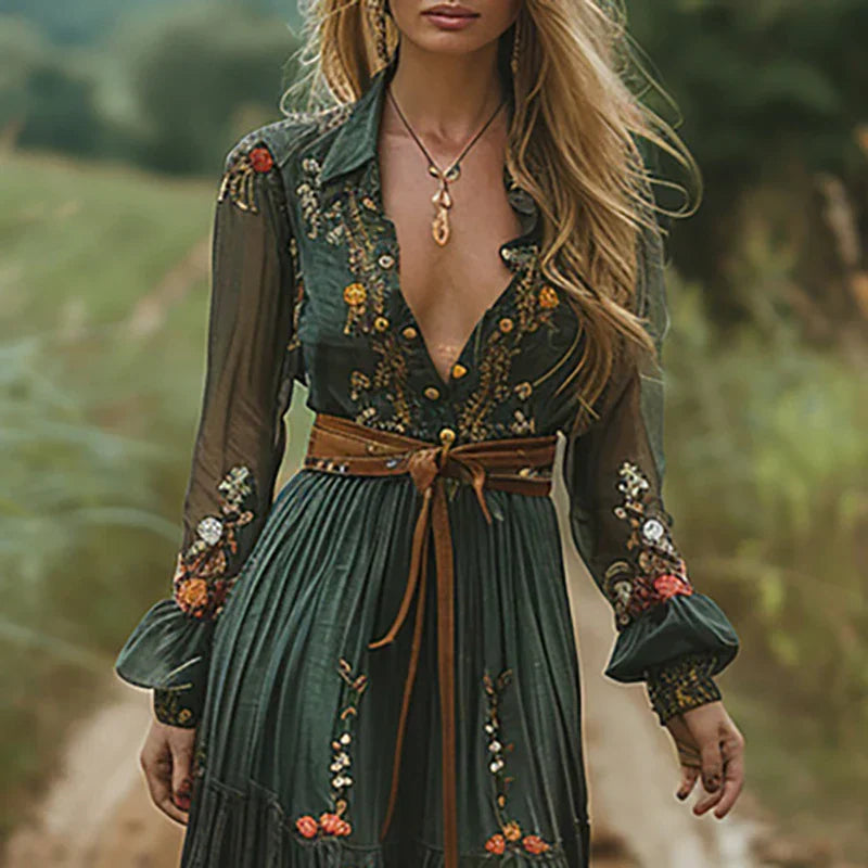 Damen Bohemian Blumenmuster Maxikleid