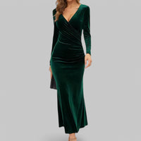 Leni | Damen Elegantes Samt Abend Maxikleid