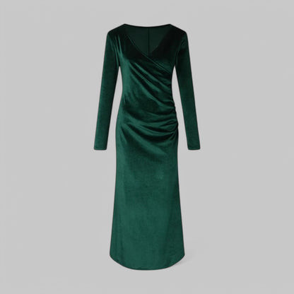 Leni | Damen Elegantes Samt Abend Maxikleid