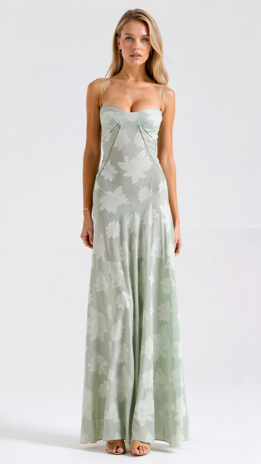 Damen Hochzeitsgast Blumenmuster Maxikleid