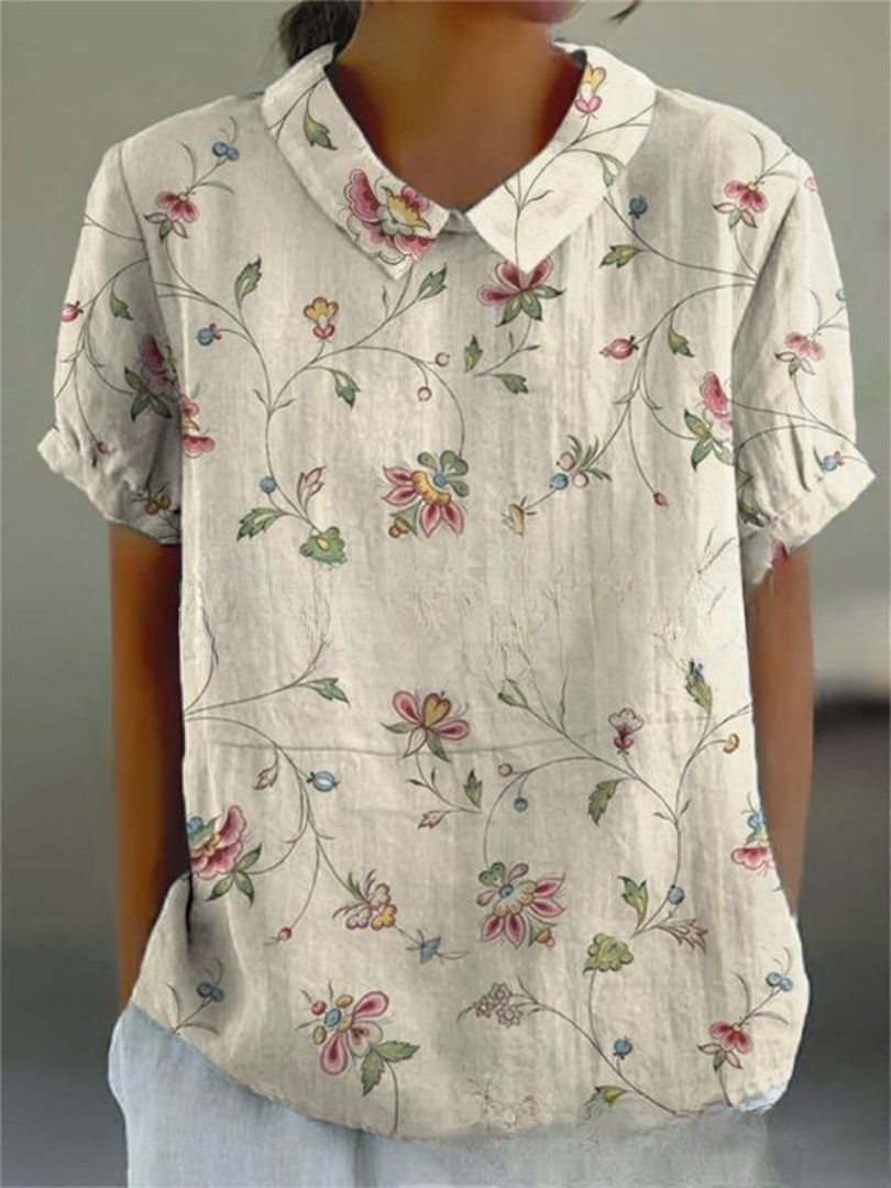 Damen Sommer Blumenhemd mit Knopfleiste