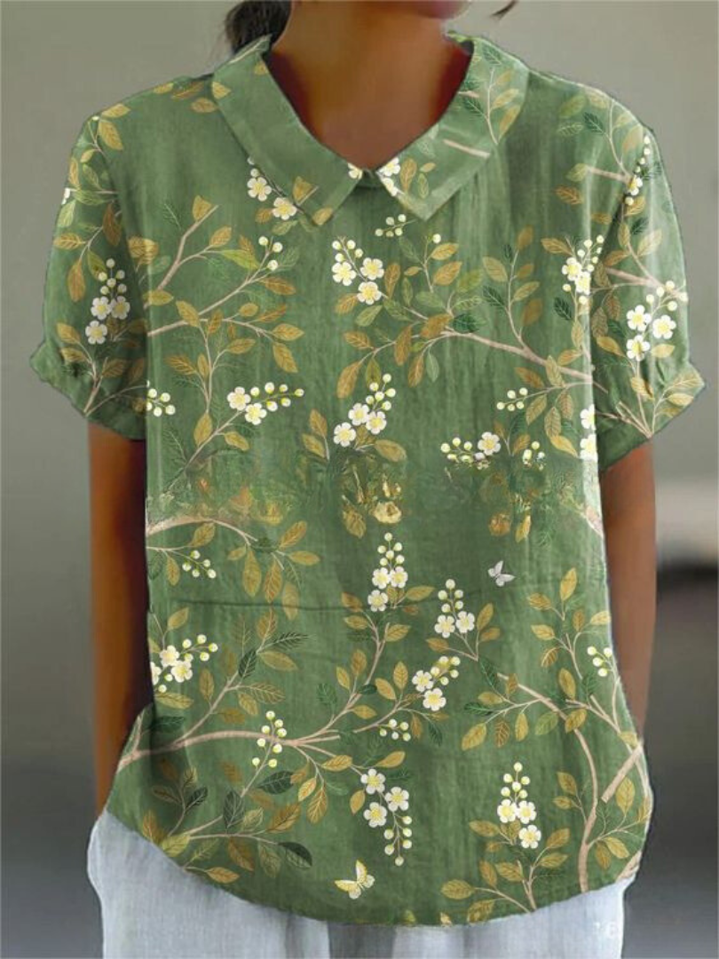 Damen Sommer Blumenhemd mit Knopfleiste