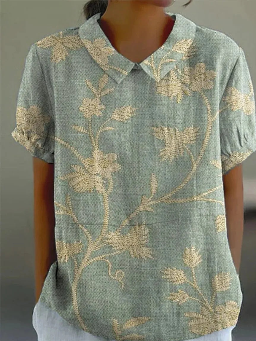Damen Sommer Blumenhemd mit Knopfleiste